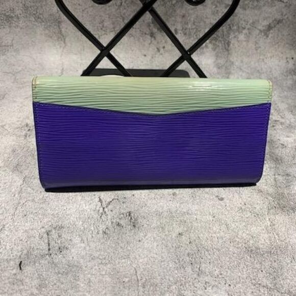 🔷️Louis Vuitton Wallet Electric Epi Flore Tricolor Amande Authentic - Picture 9 of 13
